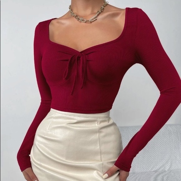 SHEIN Tops - 5/25$Crop red long sleeve top